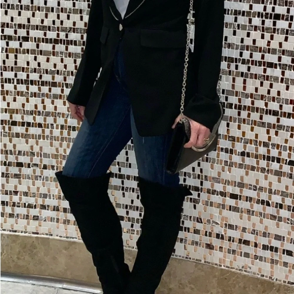 Black Suede Over the Knee Boots for Women